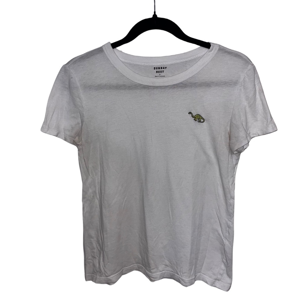 Sunday Best Dinosaur Emblem White T-Shirt - Size Small 🦕
